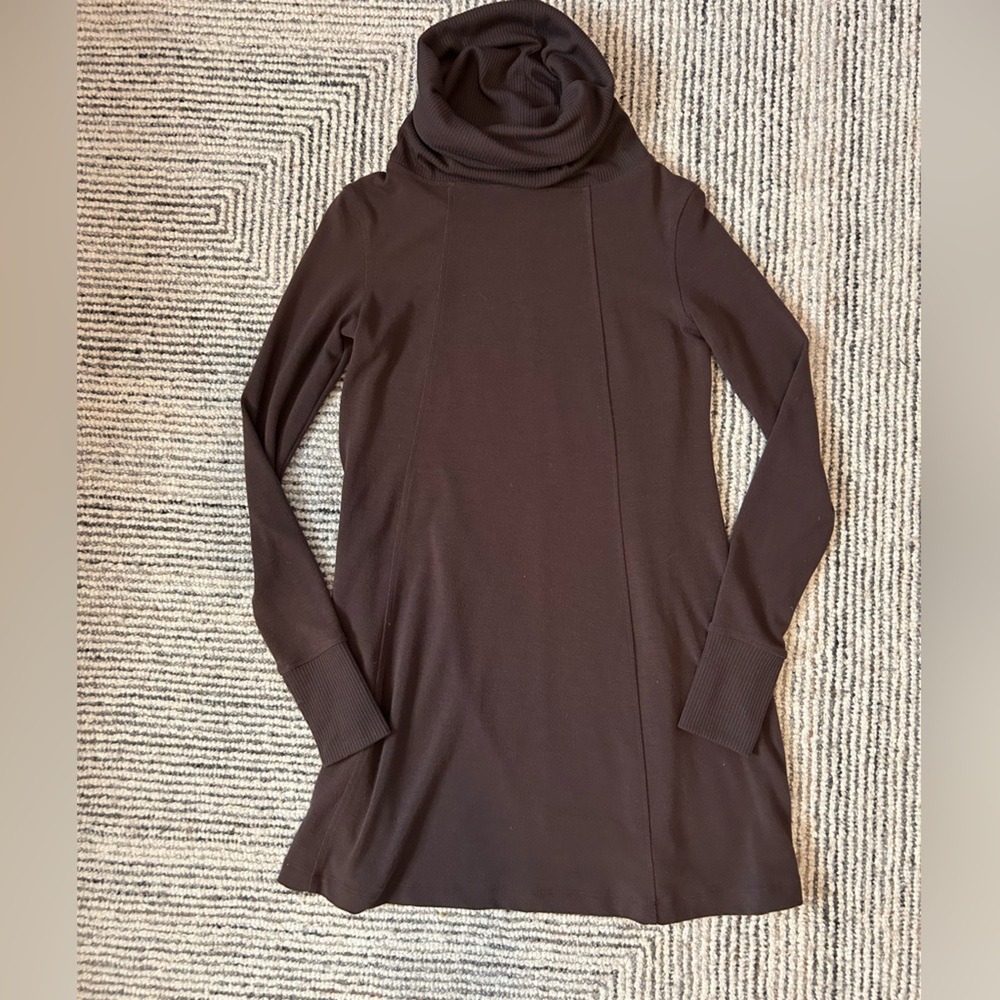 CAbi Chocolate Ribbed Turtleneck Vintage Size XS Mocha Brown Tunic